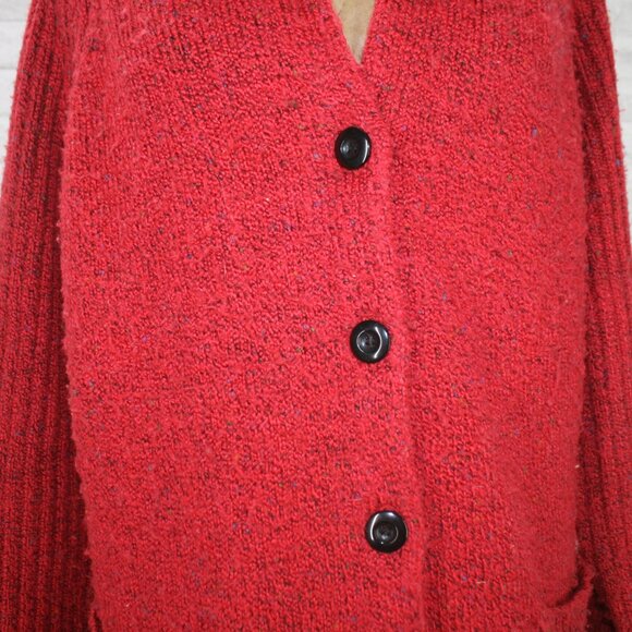 DRAPER'S & DAMON'S Cardigan Swacket Sweater Jacket Thick Chunky Red Tweed XL - Picture 2 of 11